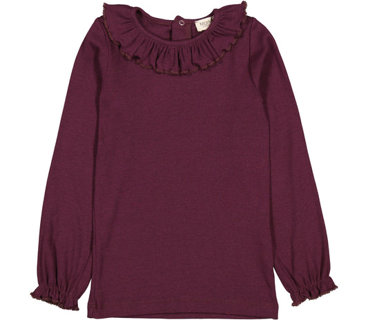 Shirt with Ruffles - Deep Mulberry