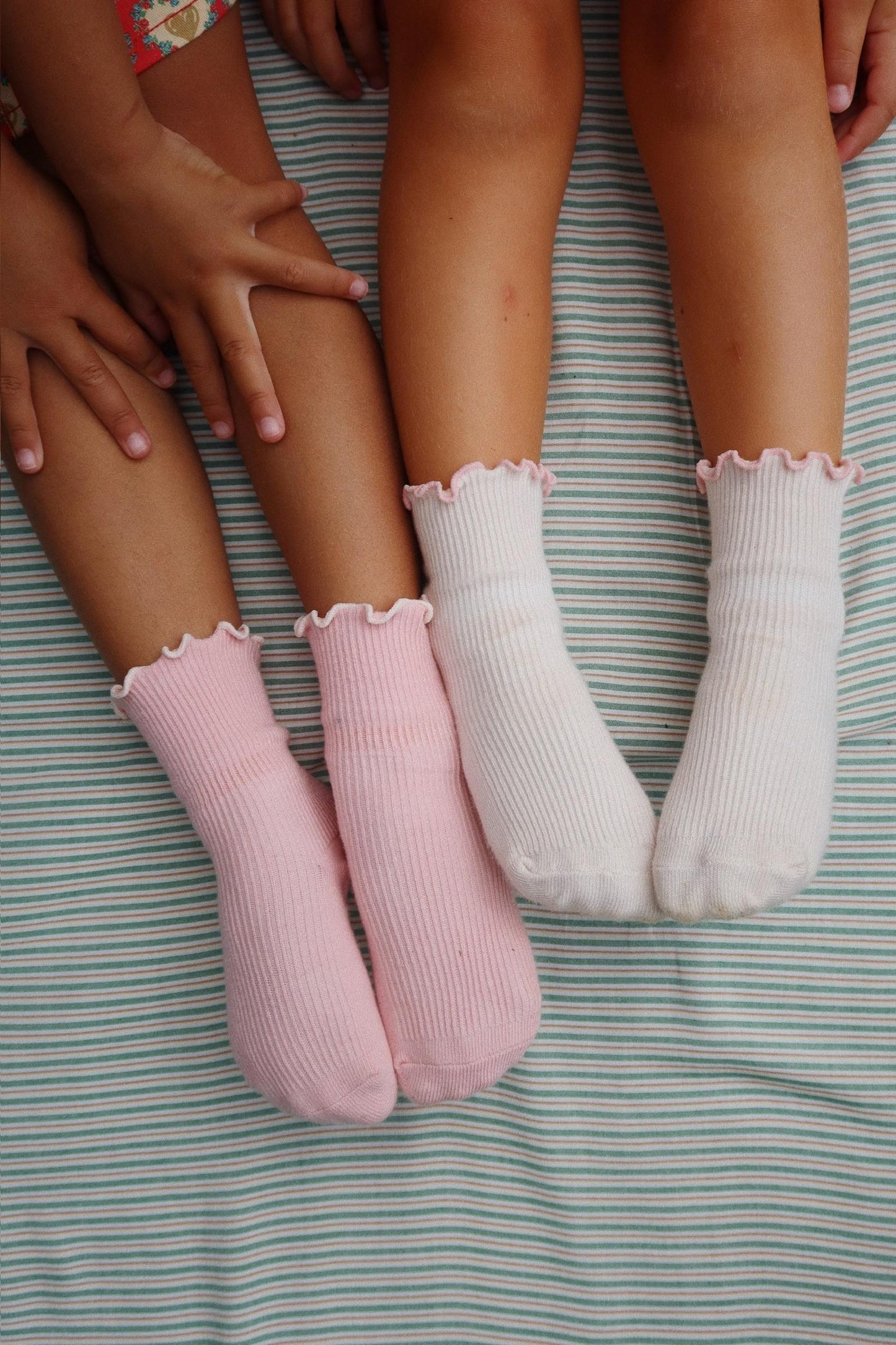 Rib Socks - Rose/Off white - 2 Pack
