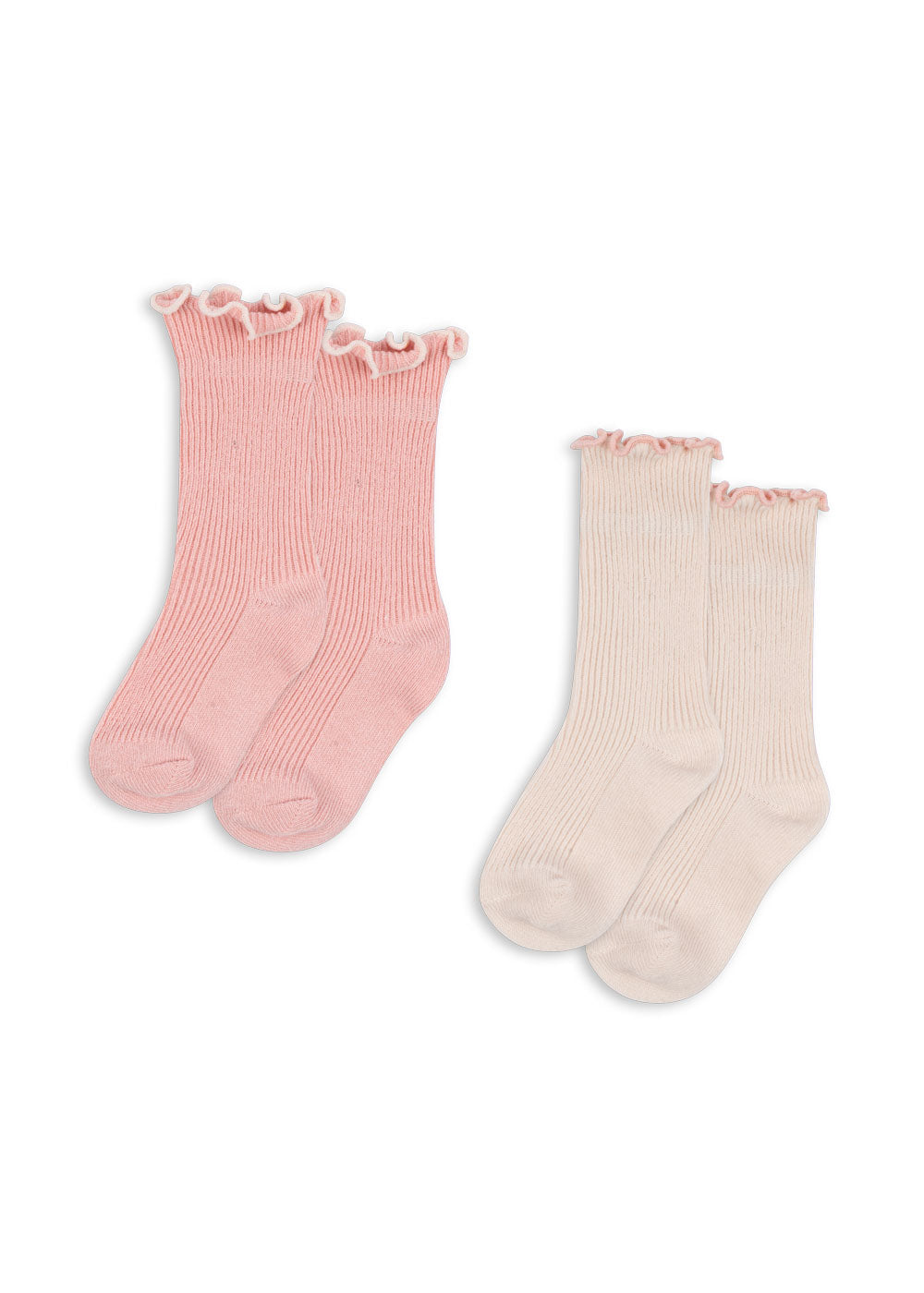 Rib Socks - Rose/Off white - 2 Pack
