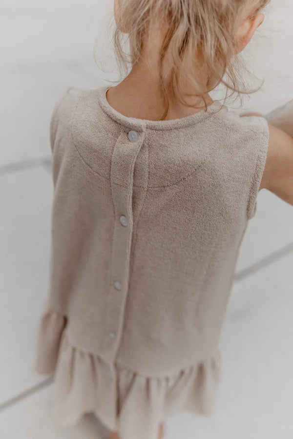 Frottee Kleid - Flowers - dusty rose
