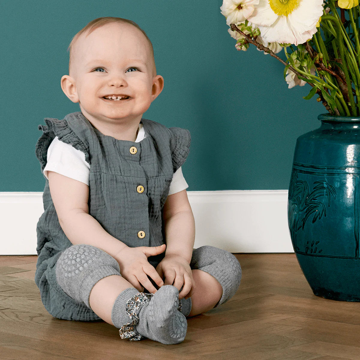RUTSCHFESTE BABYSOCKEN - LIBERTY GREY MELANGE