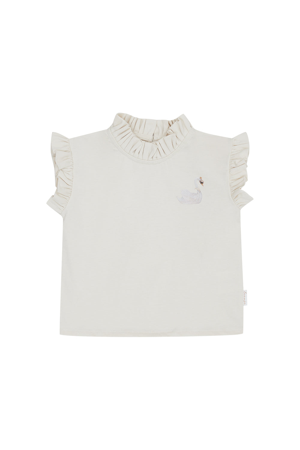 Top mit Rüschenstehkragen 'Swan' - beige