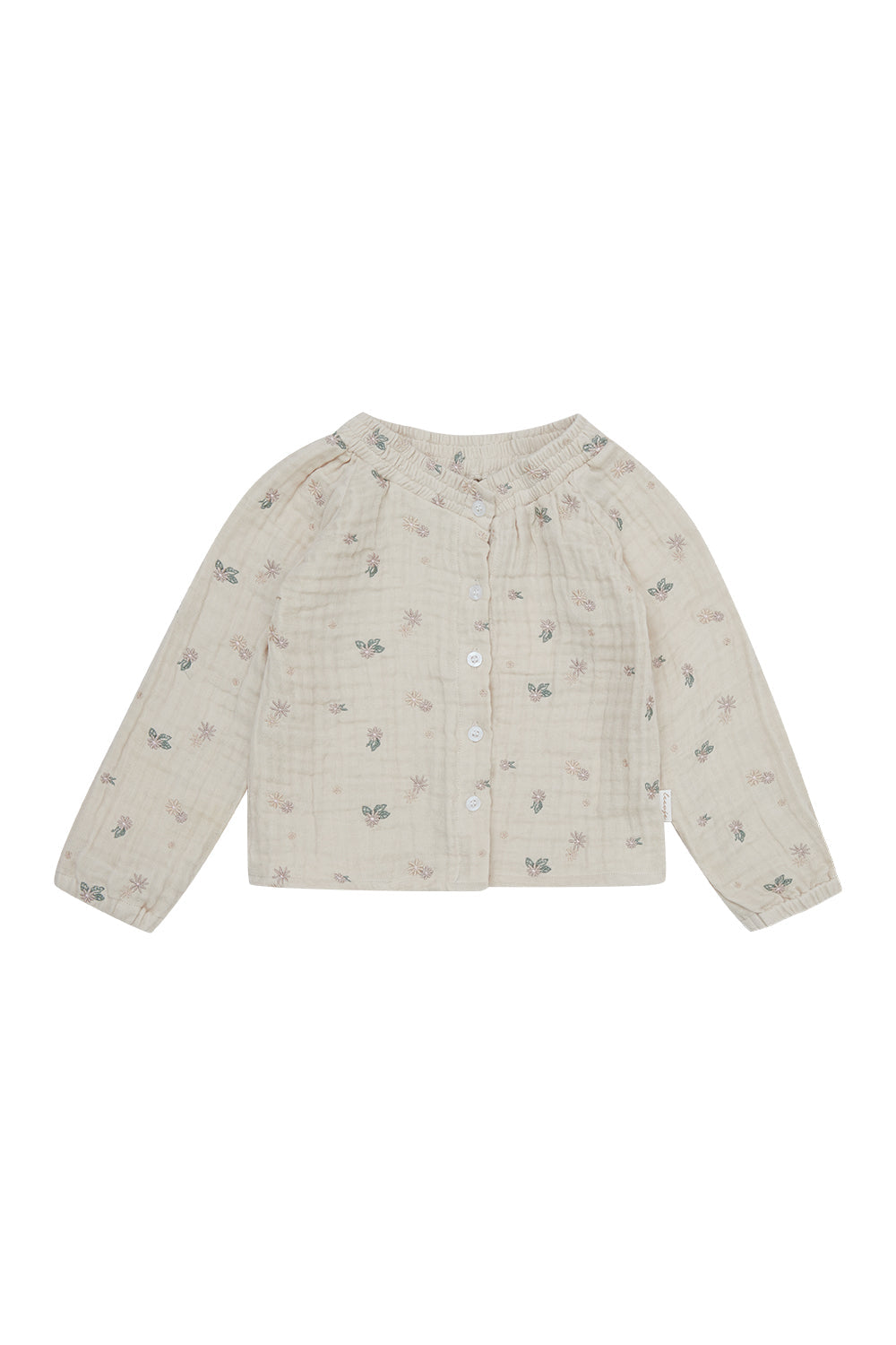 Musselinbluse mit Blumenstickerei - Cappuccino