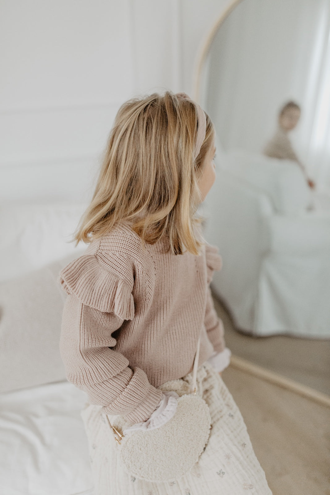 Strickpullover mit Volants - Dusty Rose