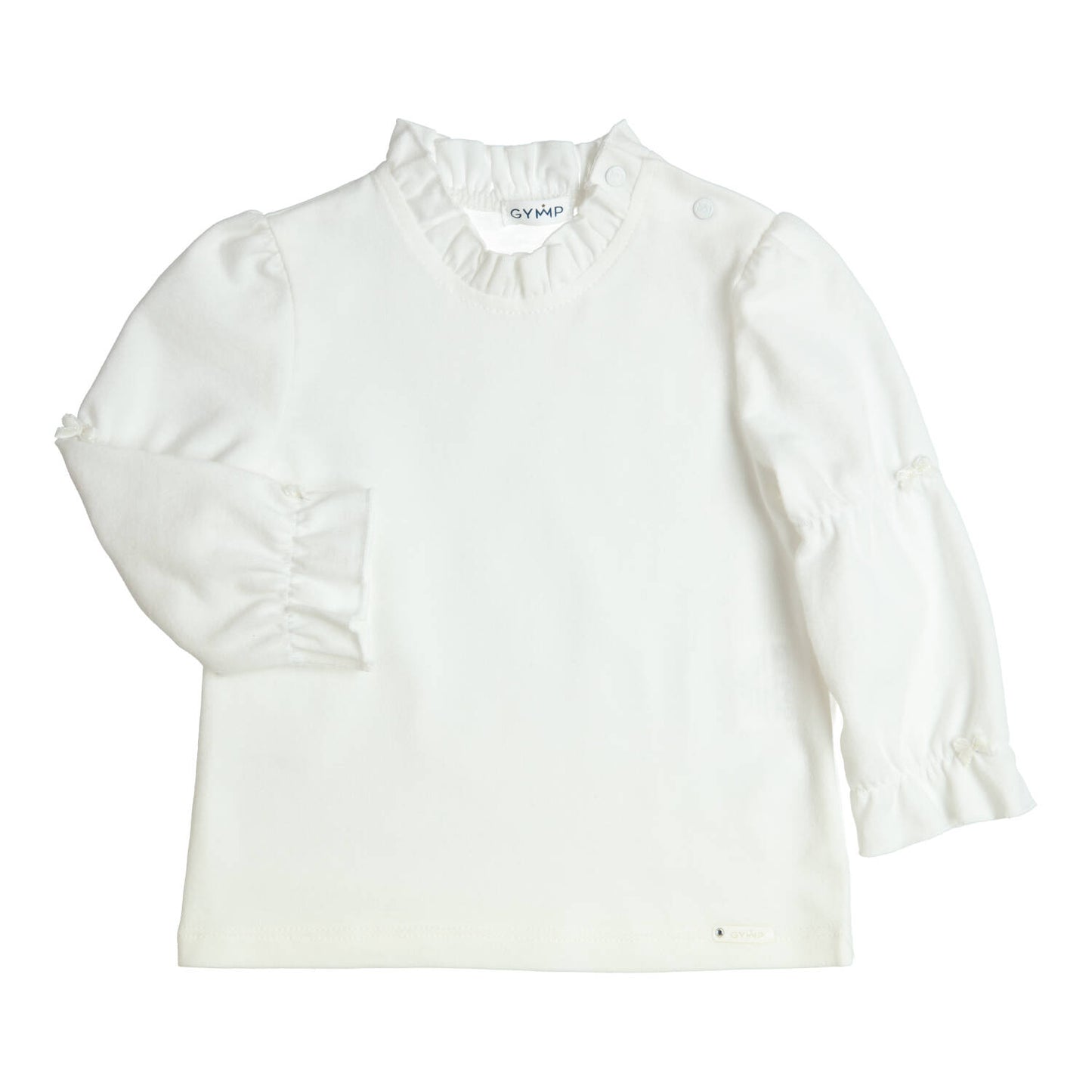 LONG SLEEVE SHIRT WITH RUFFLES - OFF WHITE