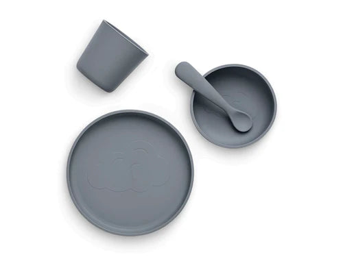 KINDER GESCHIRR SET SILIKON - STORM GREY