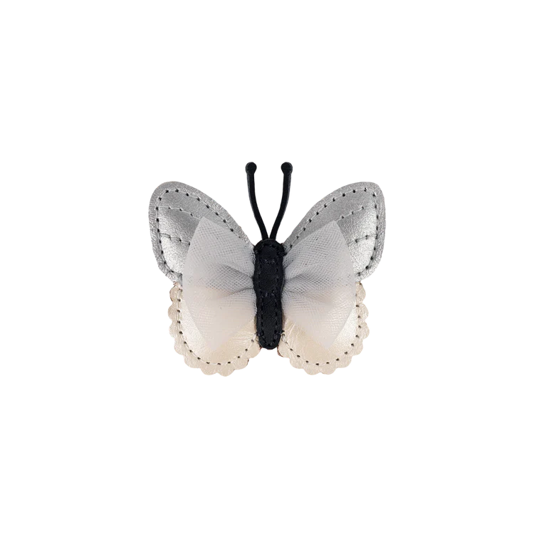 Schmetterling Haarclip aus Leder in Metallicfarben mit verspielten Details