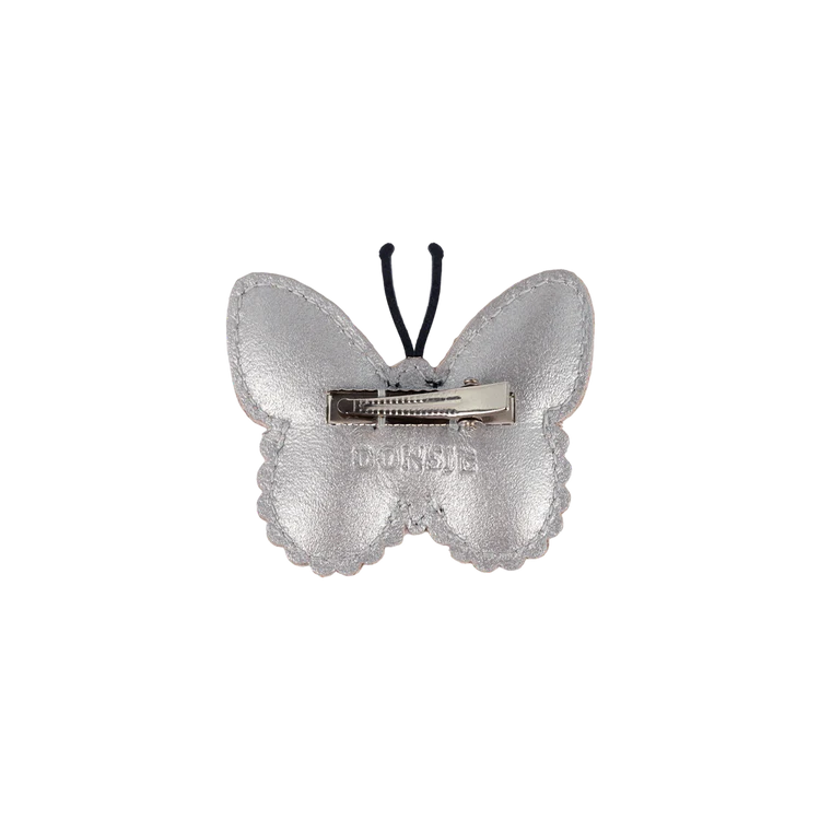 Schmetterling Haarclip aus Leder in Metallicfarben mit verspielten Details