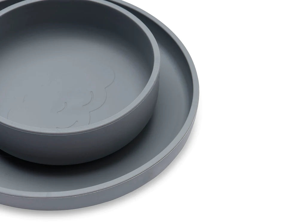 KINDER GESCHIRR SET SILIKON - STORM GREY