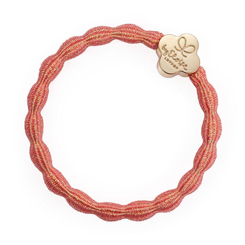 Metallic Gold Quatrefoil Coral Pink