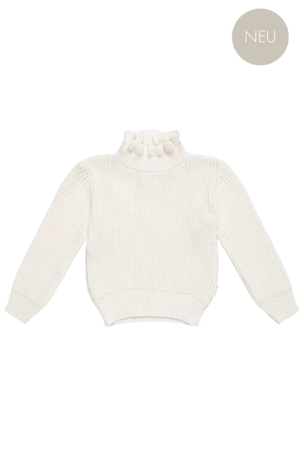 STRICKPULLOVER MIT RÜSCHENKRAGEN - OFF WHITE