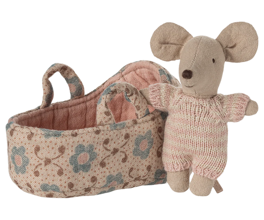 Maileg - Babymaus in Tragetasche - Rose