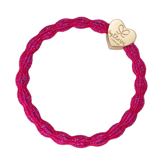 Haargummi - Metallic Fuchsia Heart Gold