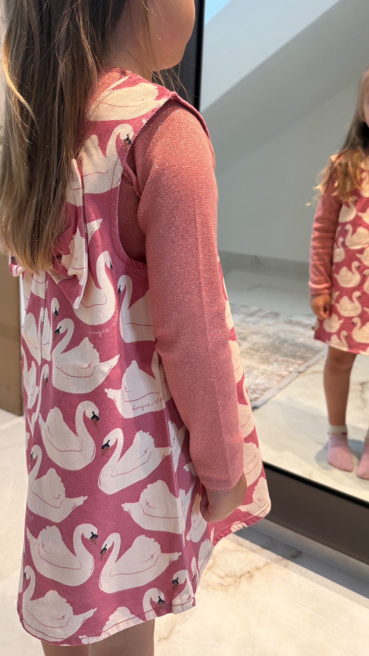 MAGOT BOW DRESS - swan rose