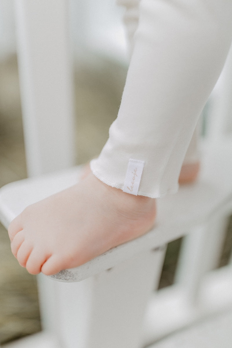 Leggings with bow 'cream' - beige