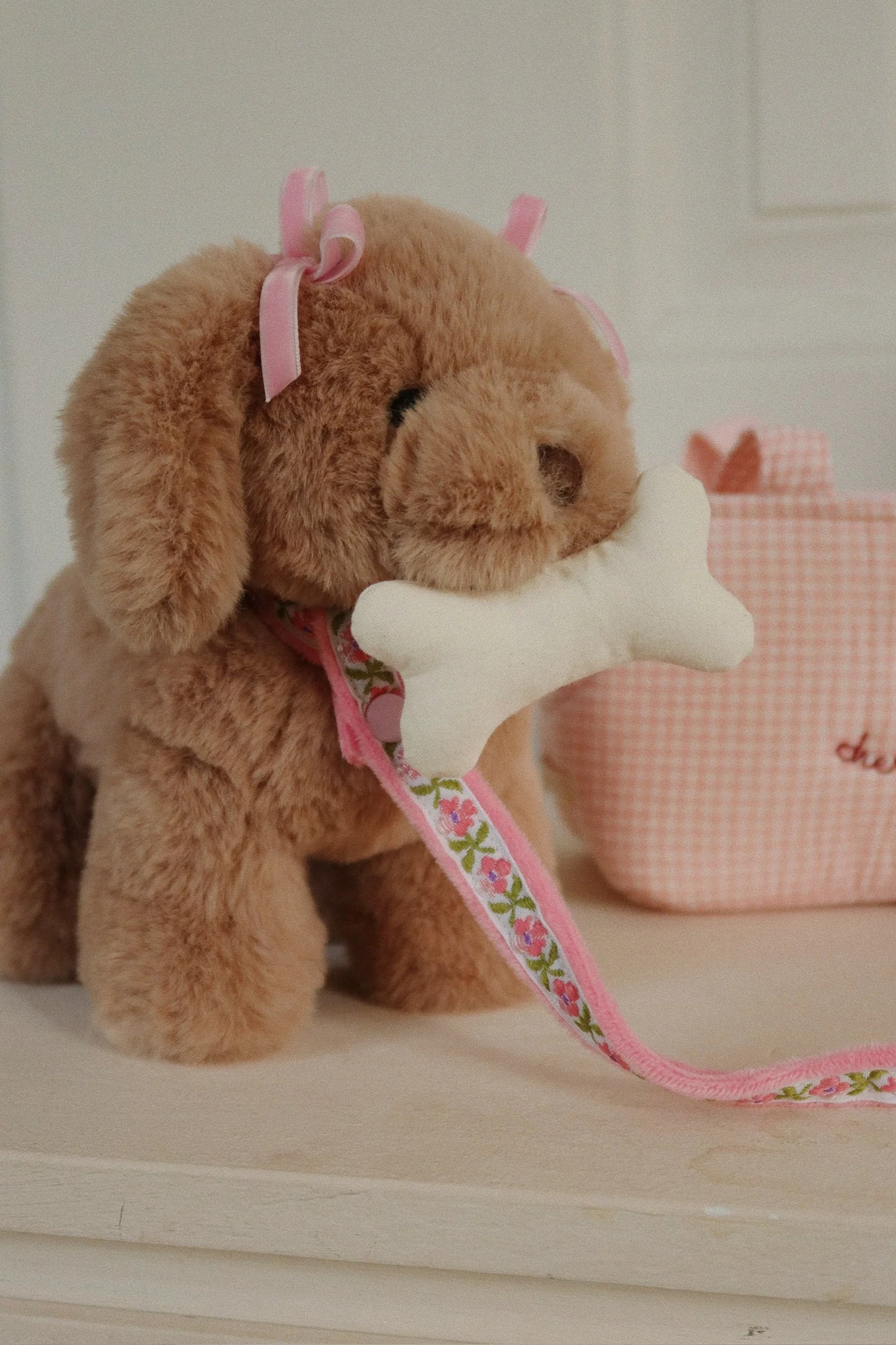 Welpe Maude - pink check