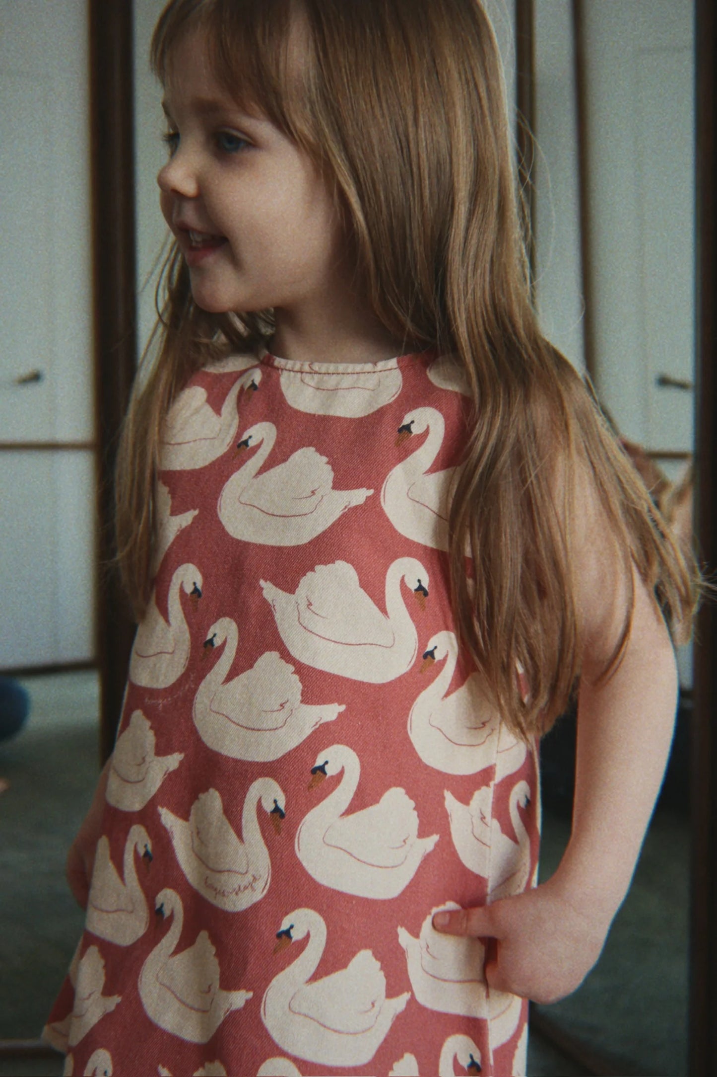 MAGOT BOW DRESS - swan rose