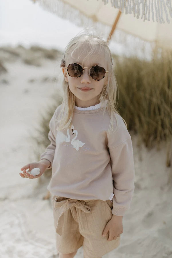 OVERSIZED SWEATSHIRT 'TINY SWAN COUPLE' - dusty rose