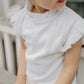 Pointelle Top mit Rüschenstehkragen - white