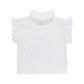 Pointelle Top mit Rüschenstehkragen - white