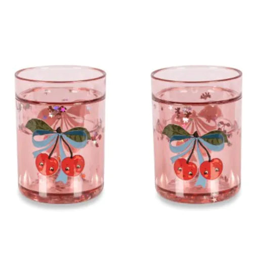Glitzerbecher 2er Pack - Cherry Bow