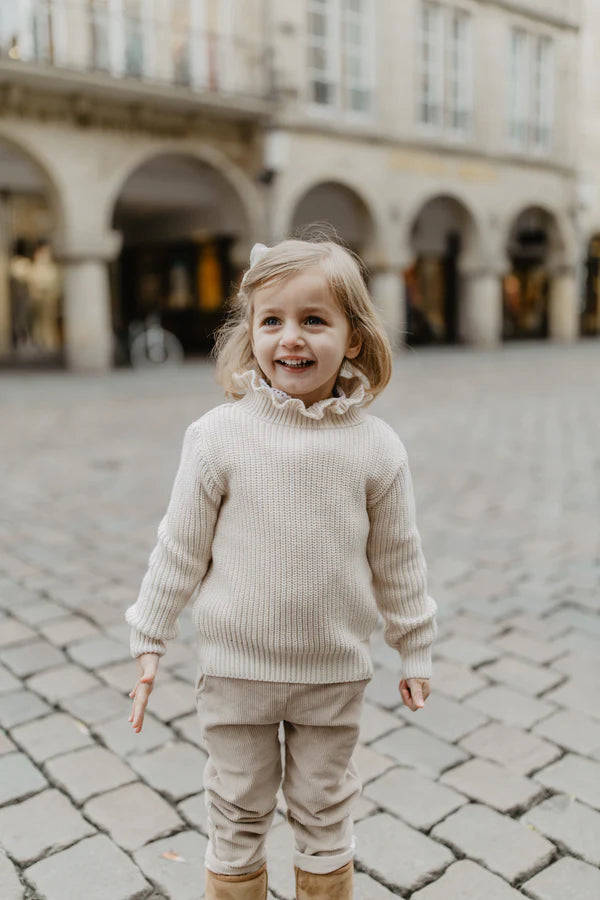 STRICKPULLOVER MIT RÜSCHENKRAGEN - BEIGE