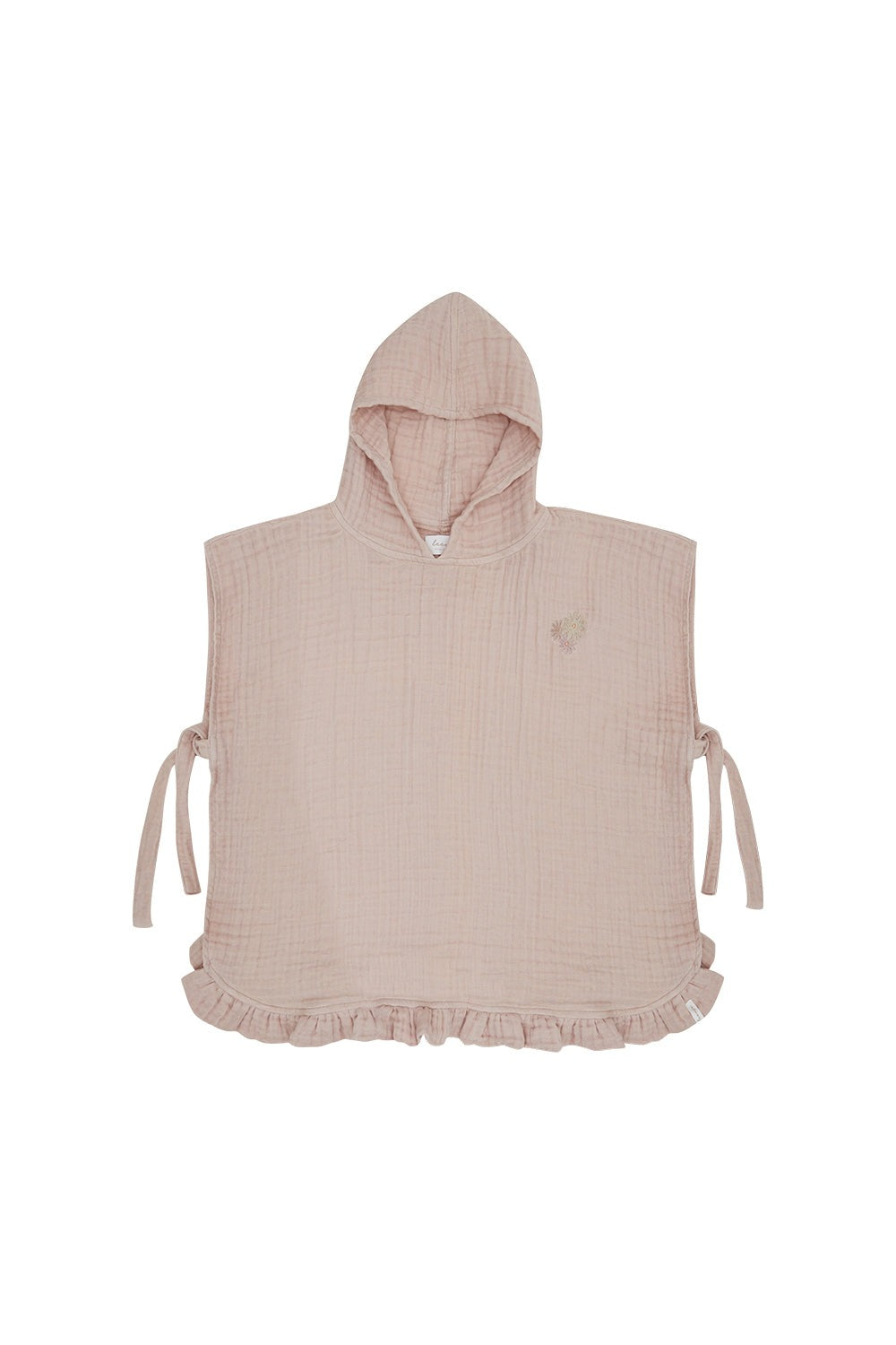 Poncho aus Musselin mit Rüschen 'flowers' - dusty rose